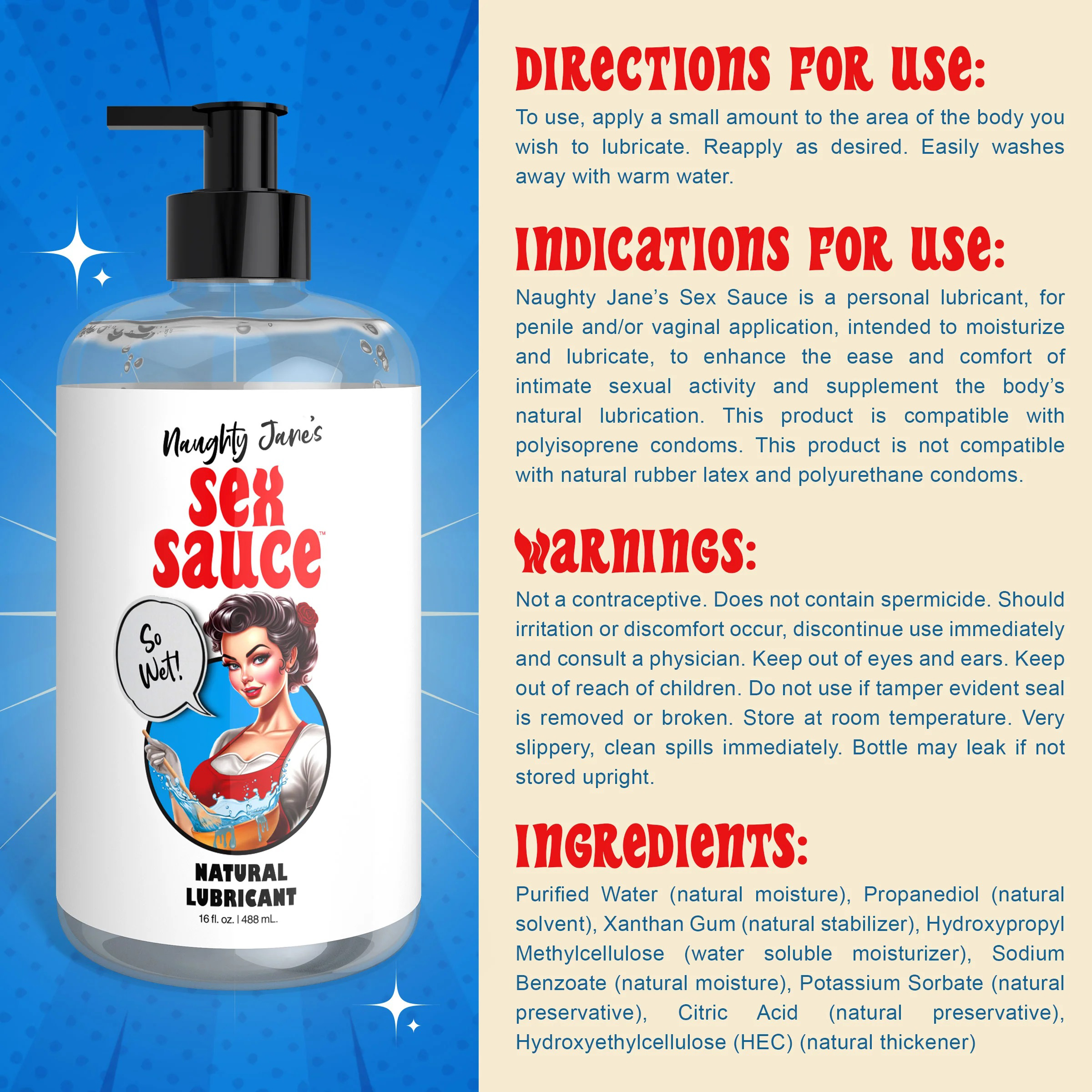 naughty janes sex sauce natural lubricant oz 