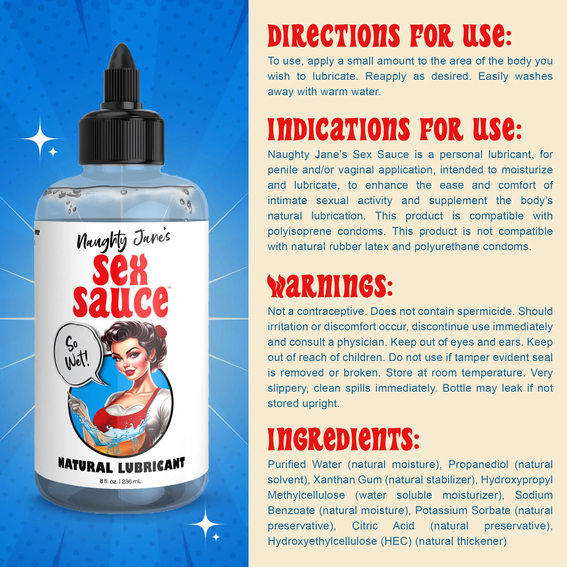 naughty janes sex sauce natural lubricant oz 