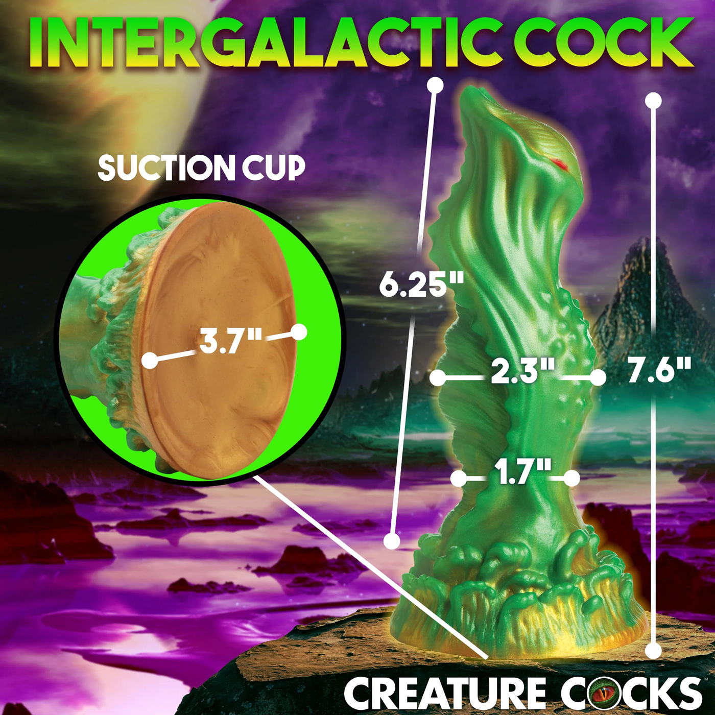 nebula alien silicone dildo green 