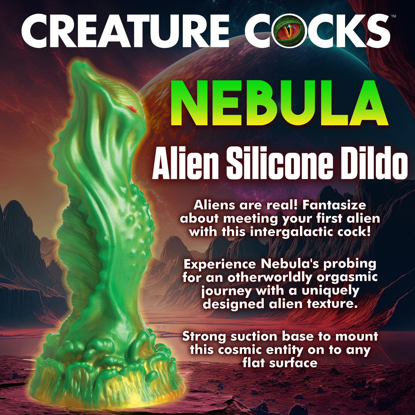 nebula alien silicone dildo green 