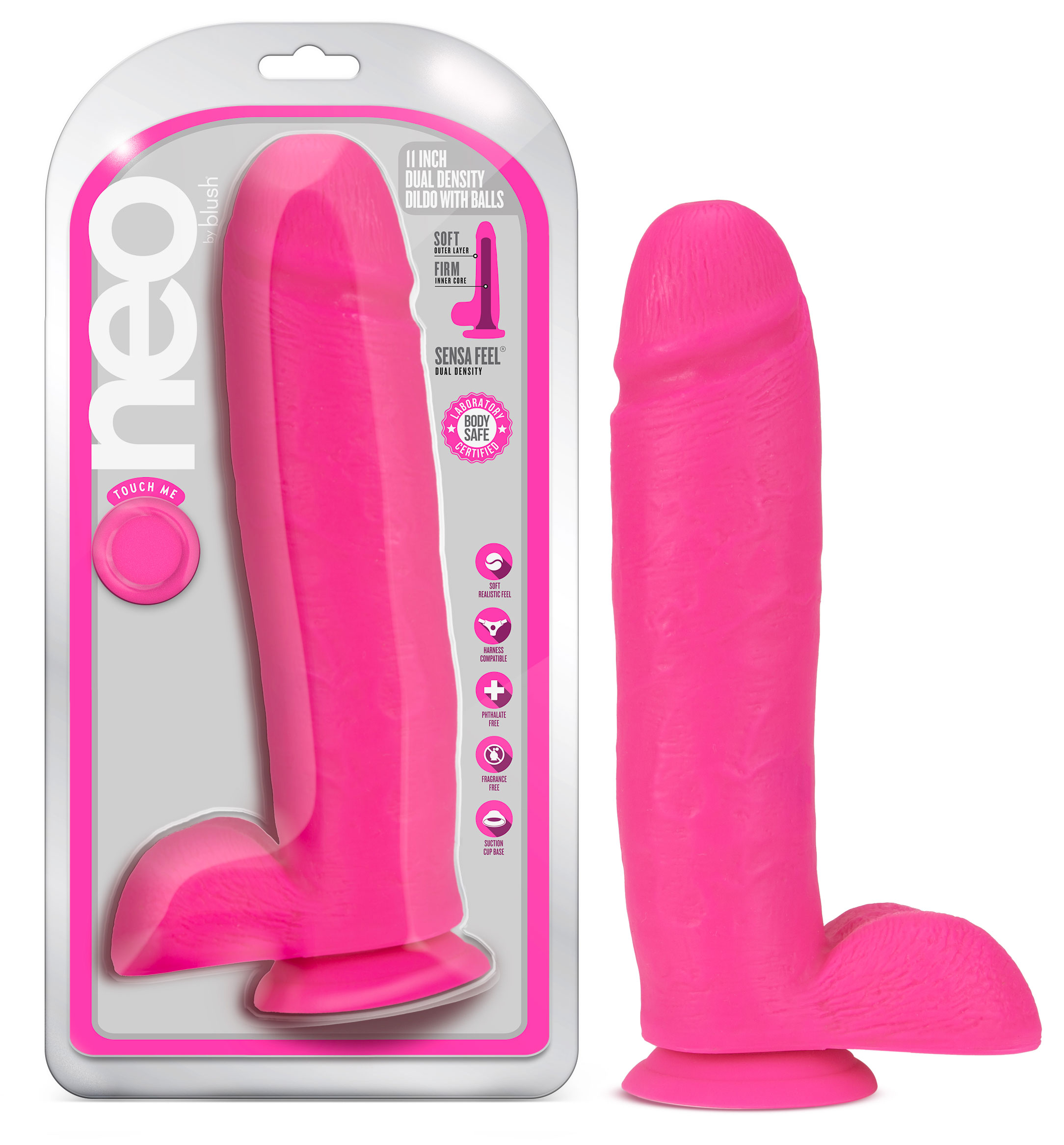 neo  inch dual density dildo neon pink 