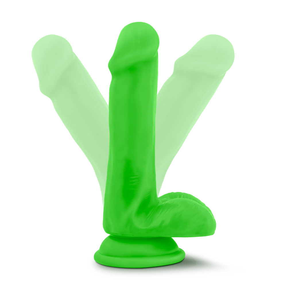 neo  inch dual density cock with balls neon green 