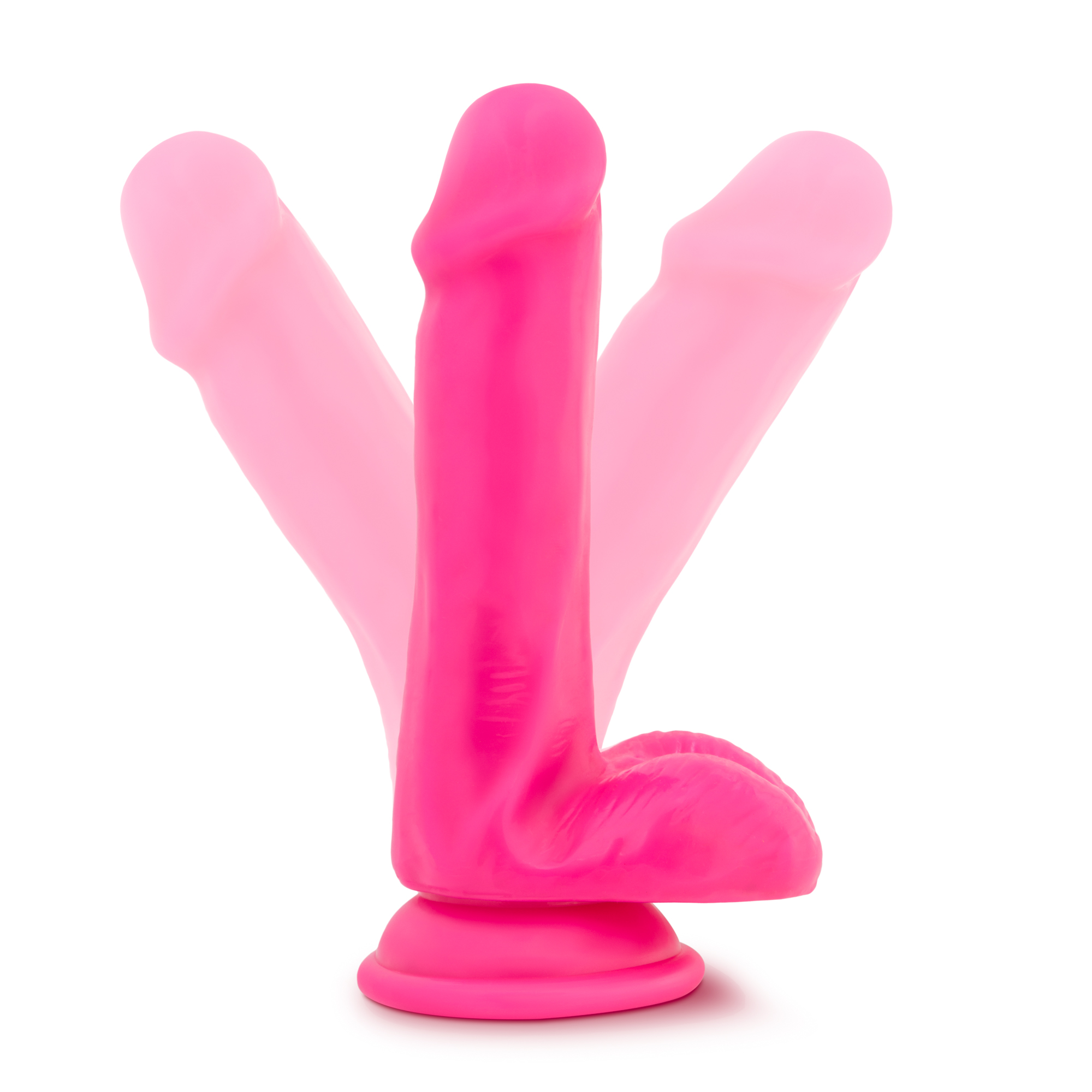 neo  inch dual density cock with balls neon pink 