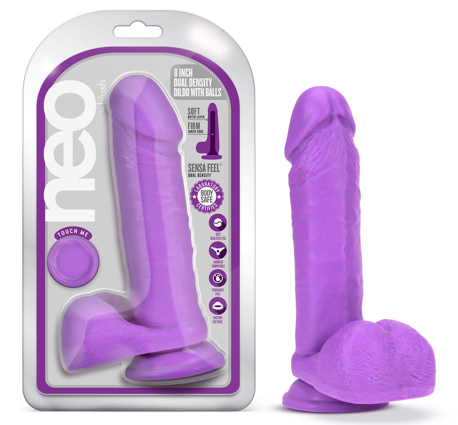 neo  inch dual density dildo neon purple 