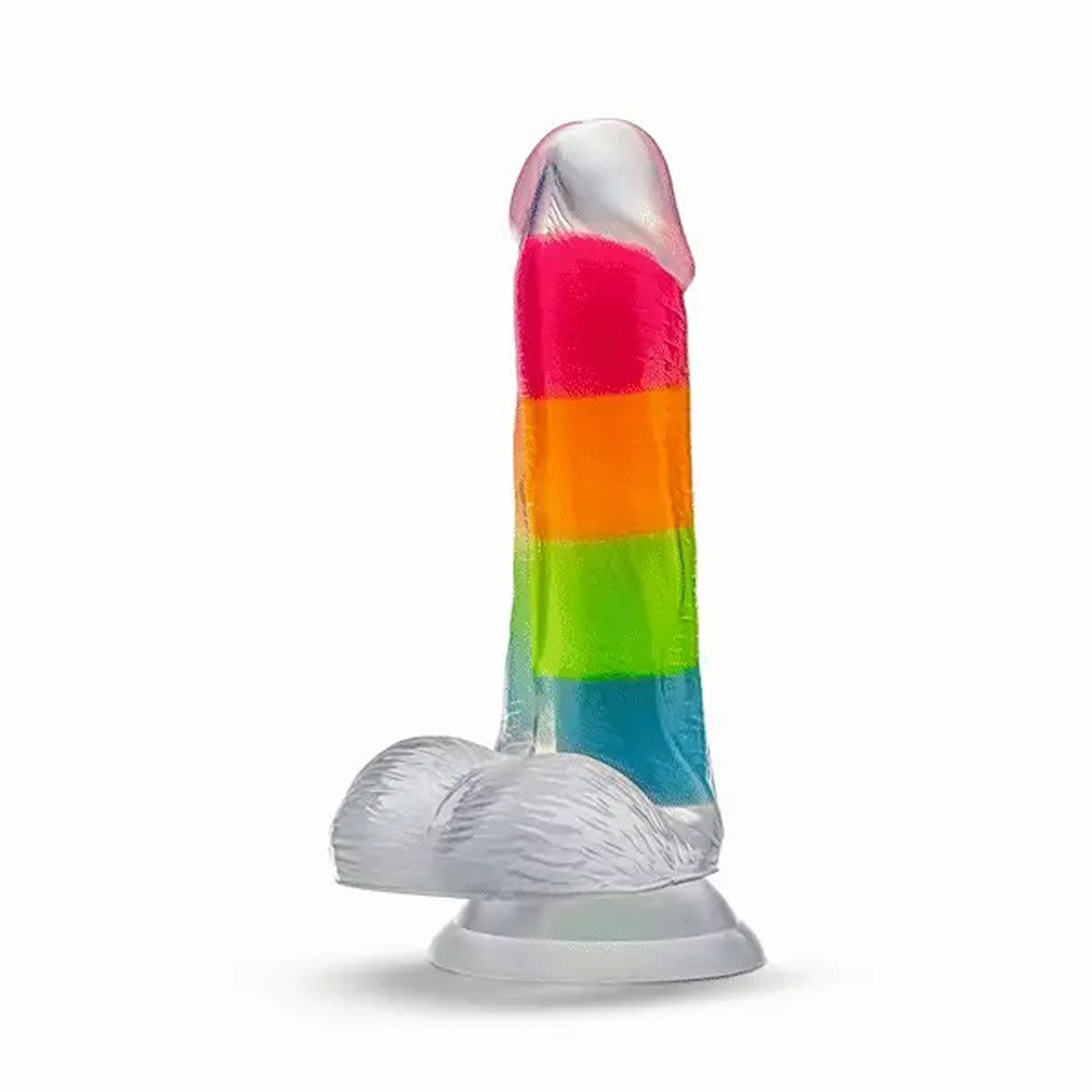 neo elite glow in the dark rainbow rave  silicone dual density dildo multicolored 