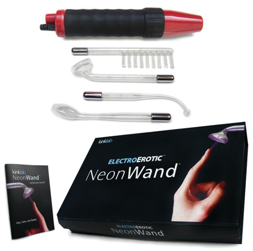 neon wand electrosex kit red and black handle red electrode 