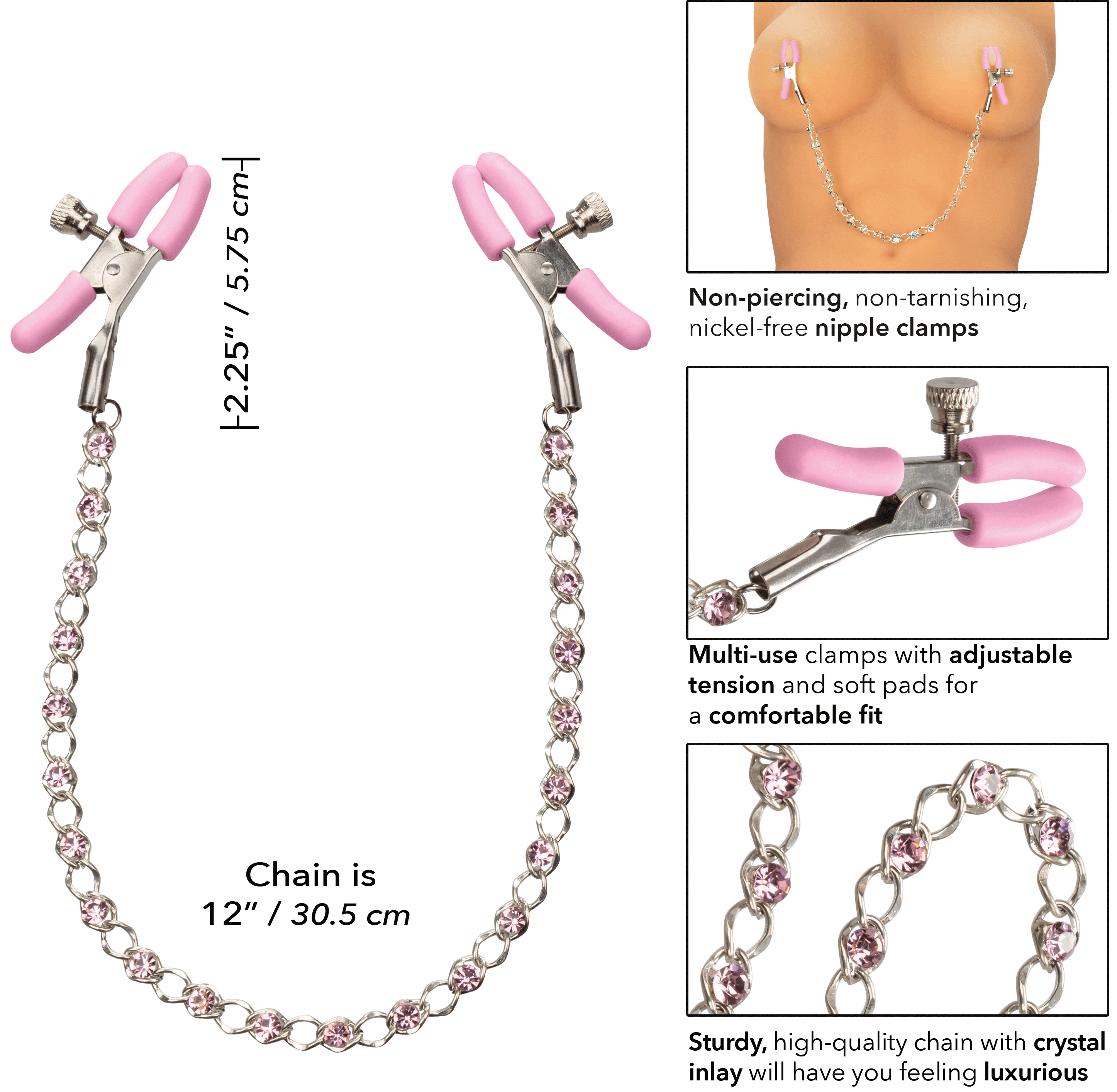 nipple play crystal chain nipple clamps pink .gif