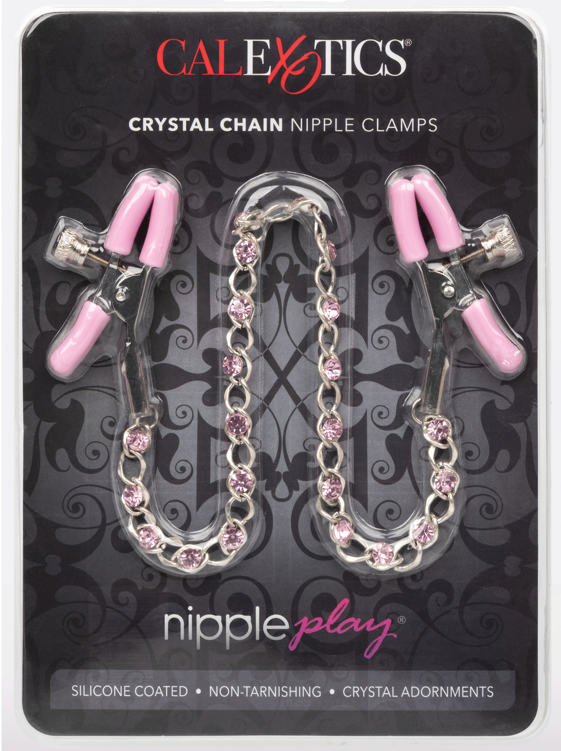 nipple play crystal chain nipple clamps pink .gif