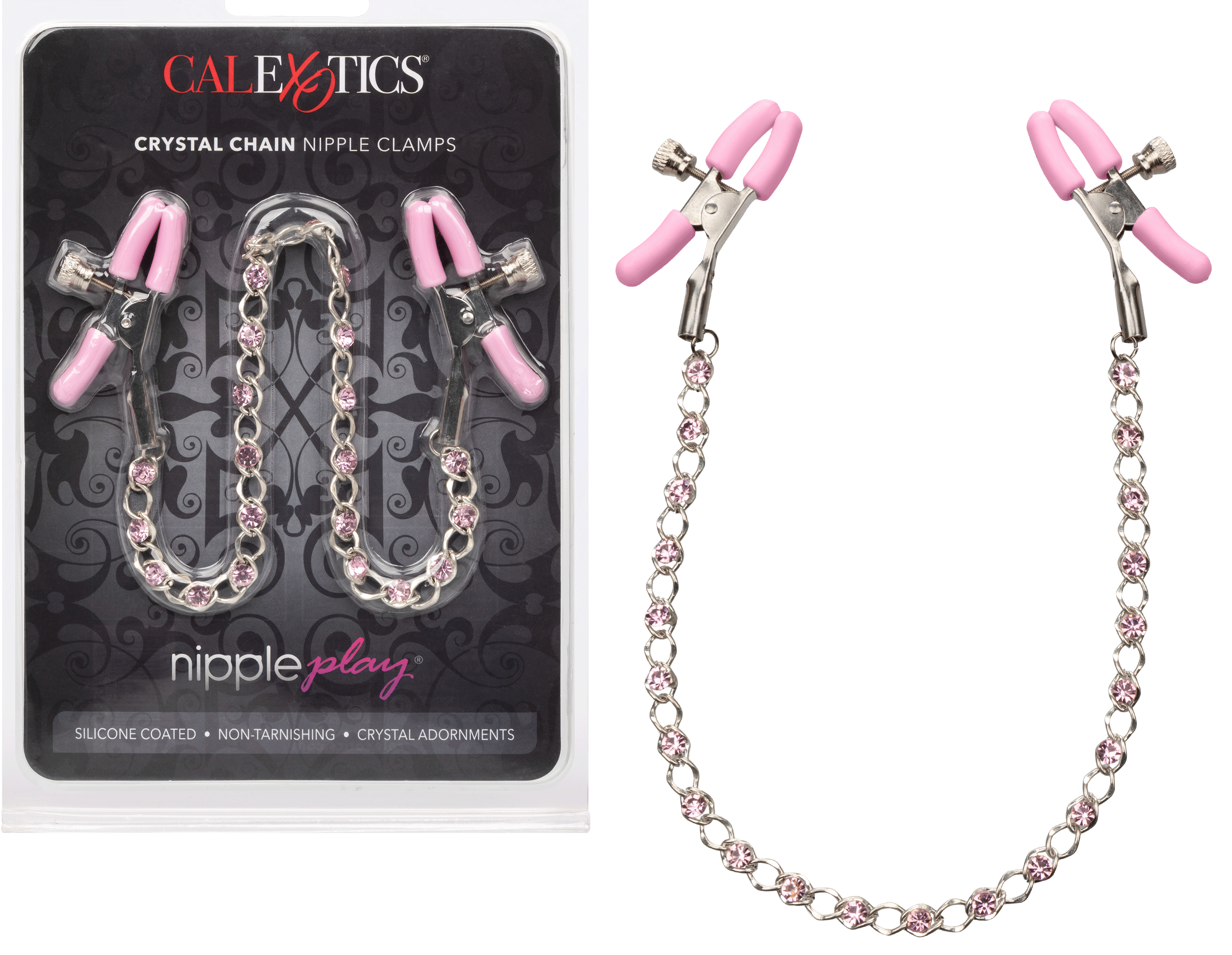 nipple play crystal chain nipple clamps pink .gif