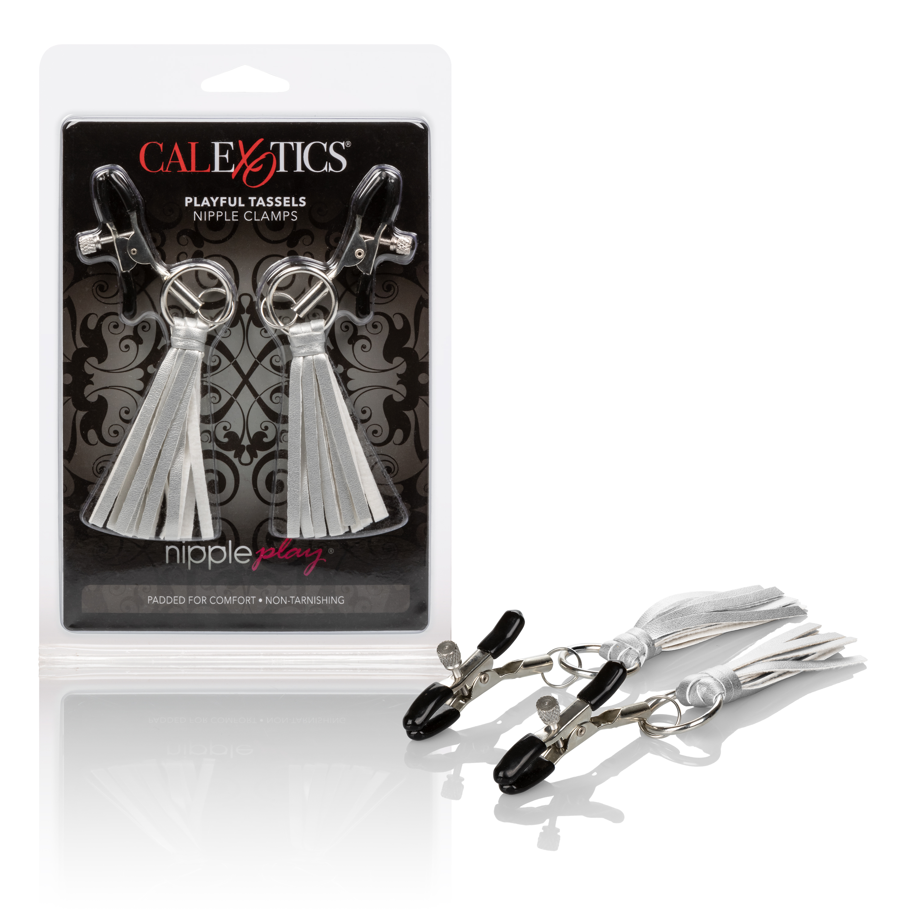 nipple play playful tassels nipple clamps  silver 