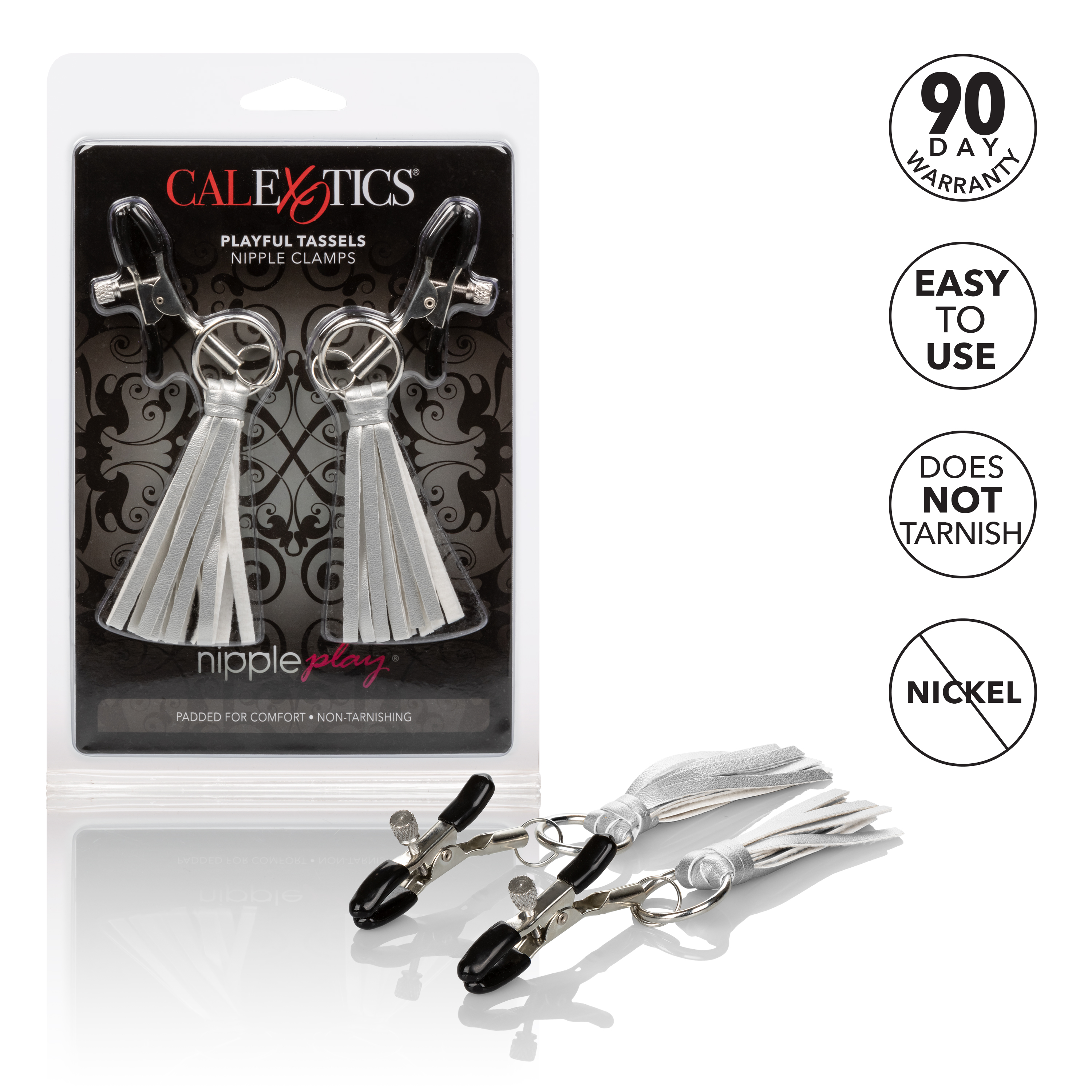 nipple play playful tassels nipple clamps  silver 