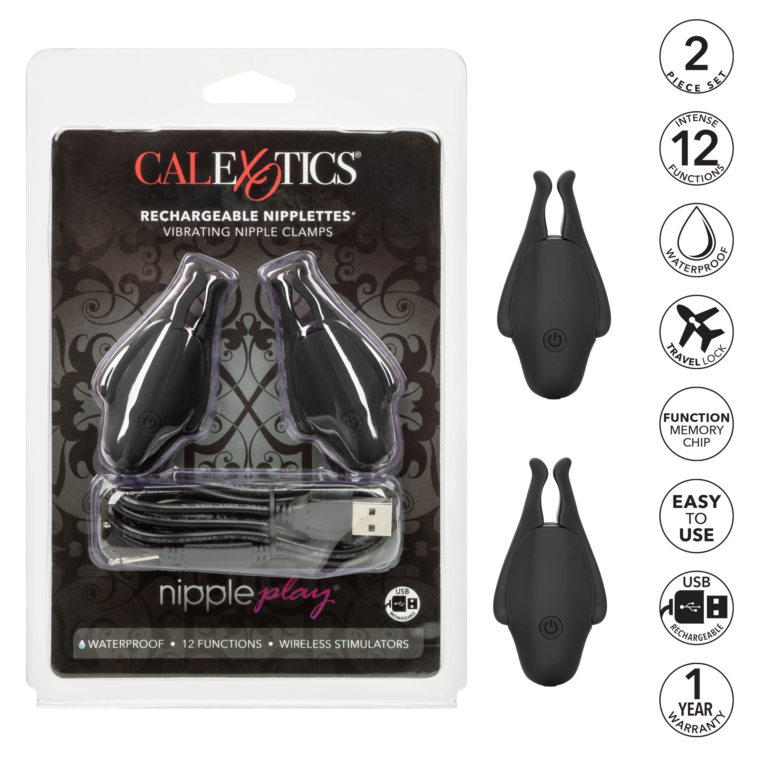 nipple play rechargeable nipplettes black 
