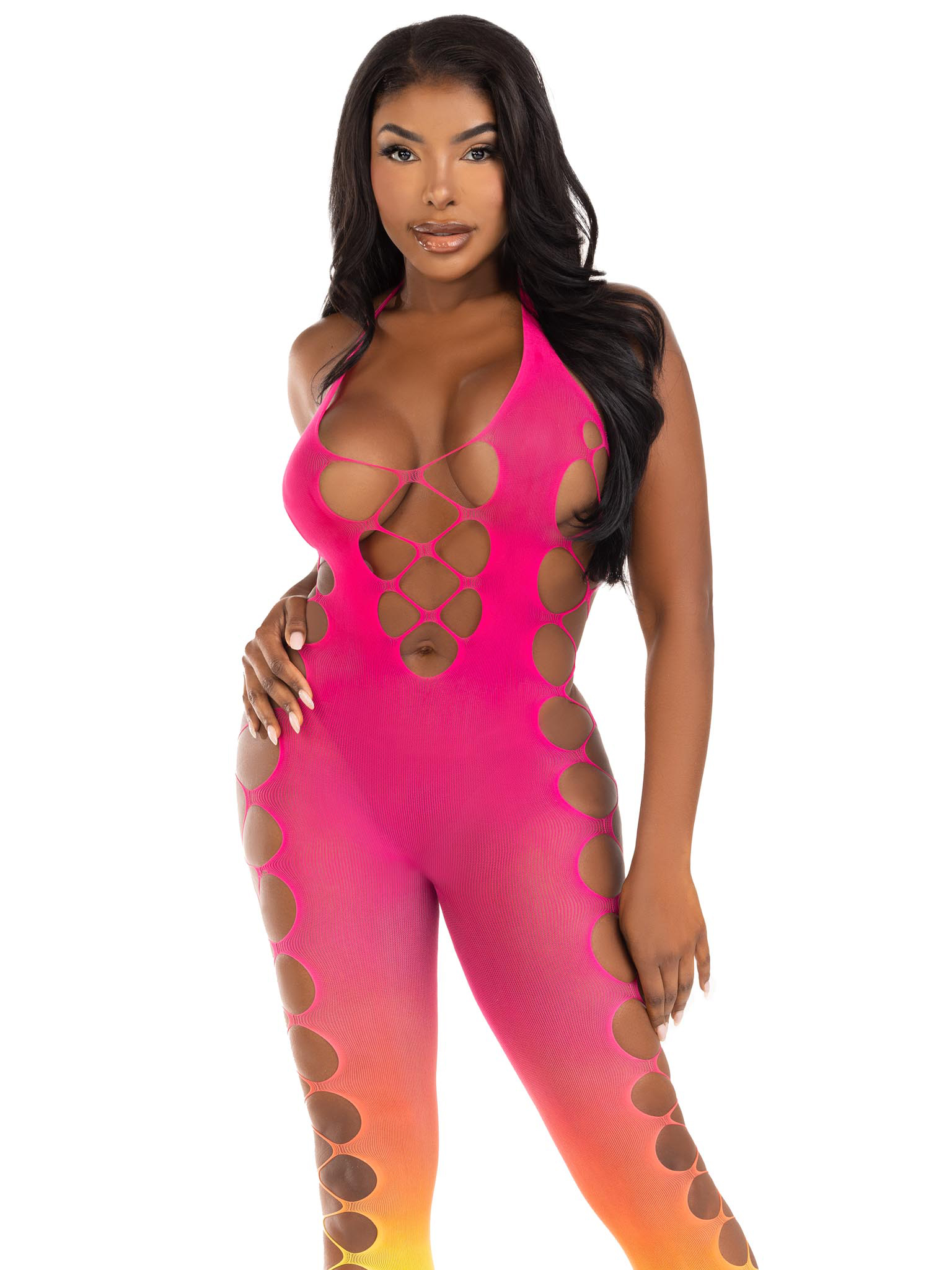 ombre footless bodystocking one size sunset 