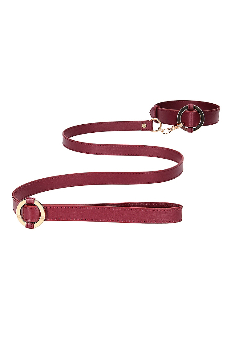 ouch halo collar with leash burgundy 