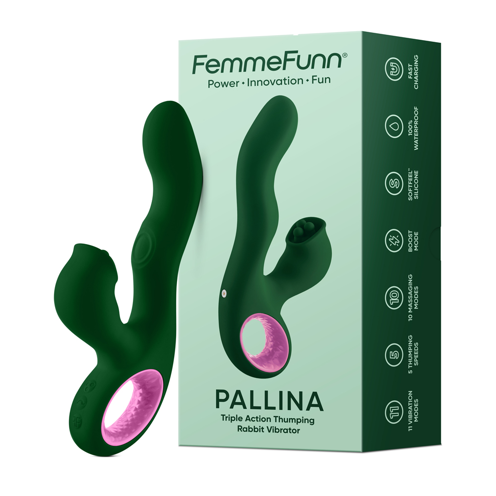 pallina triple action rabbit vibrator green 