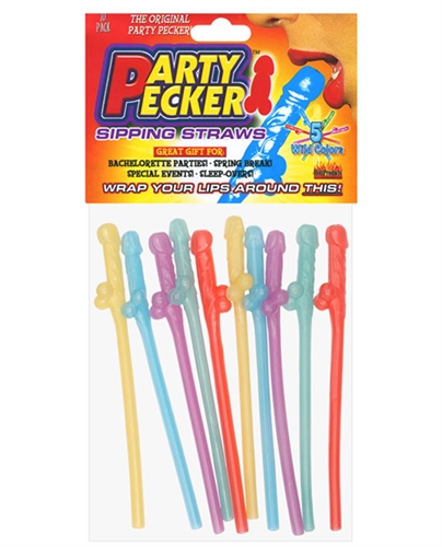 party pecker sipping straws  pc bag  assorted colors 
