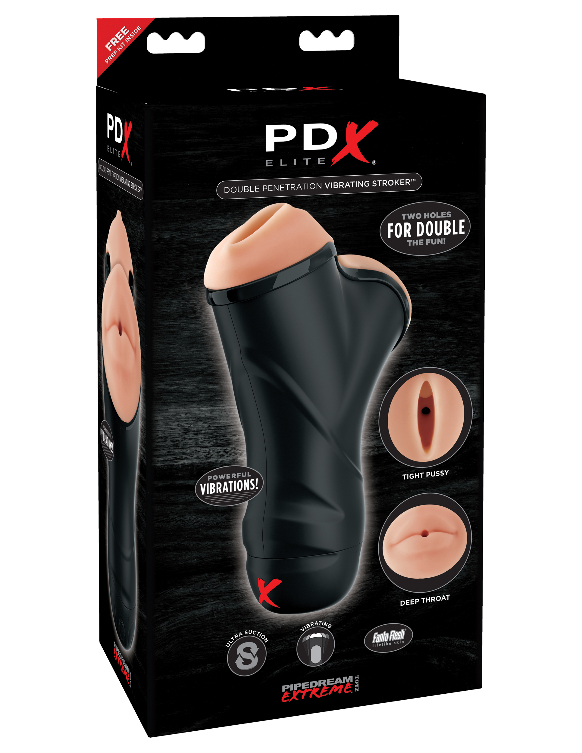 pdx elite double penetration vibrating stroker 