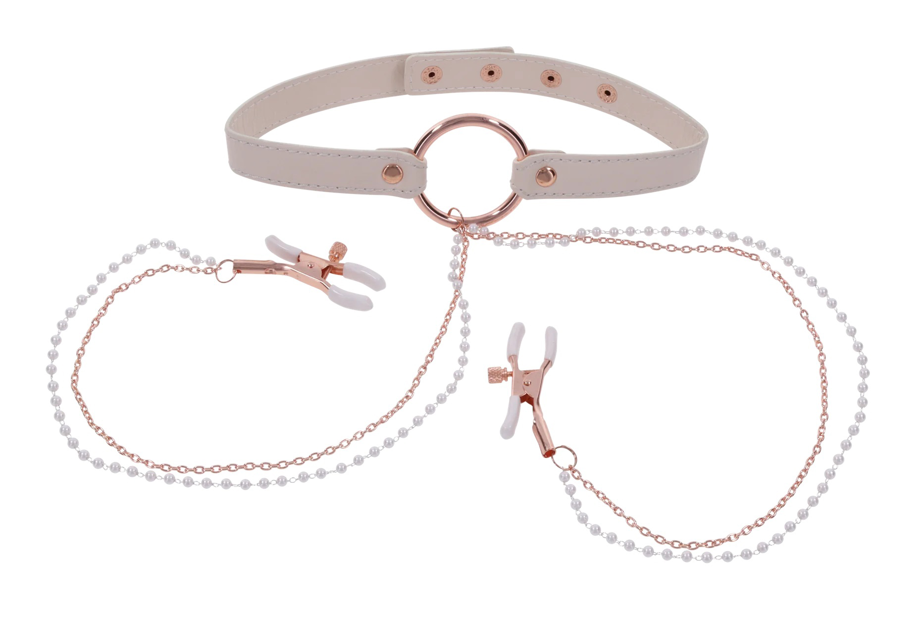 peaches ‘n creame collar with nipple clamps pink 