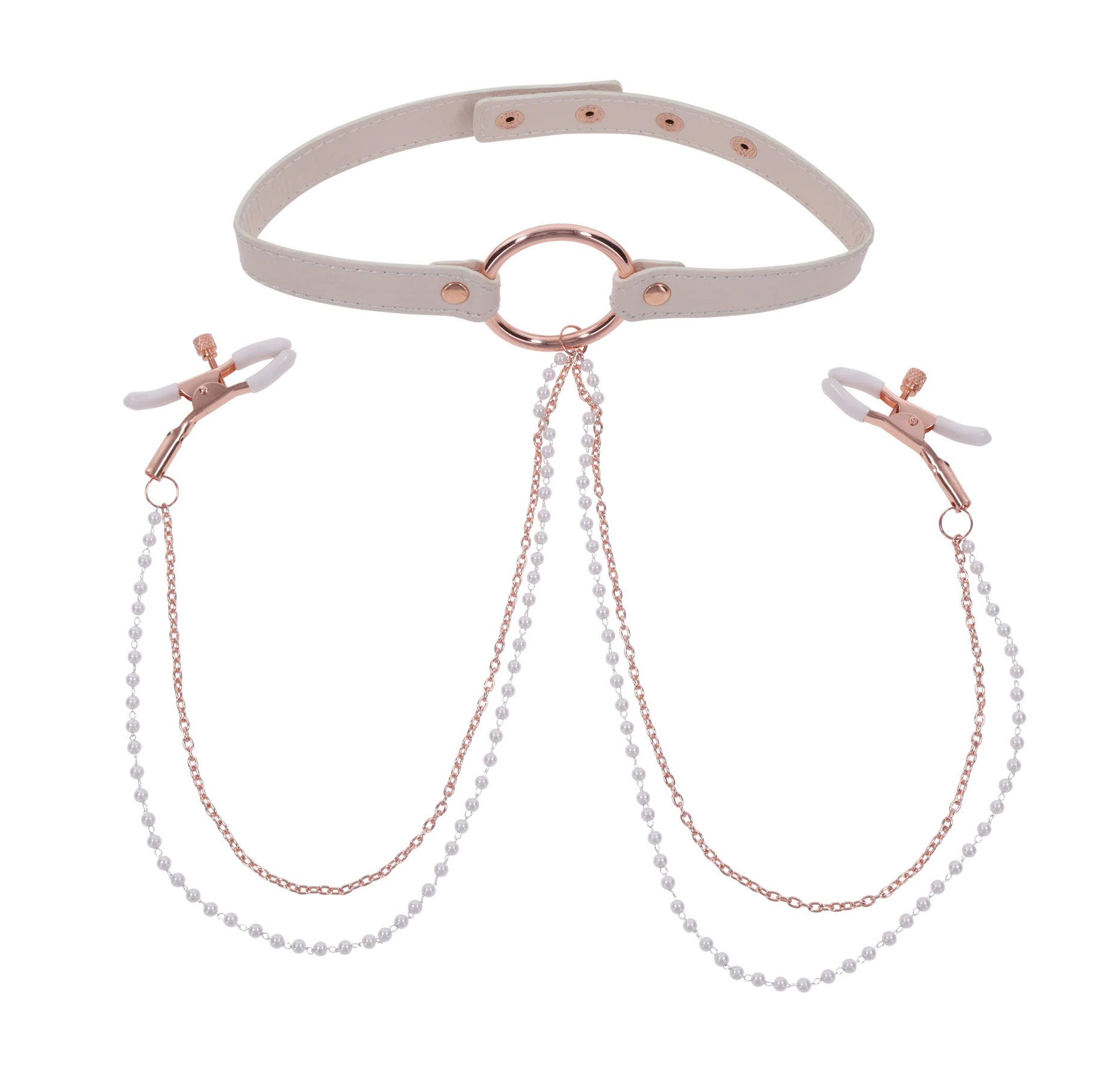 peaches ‘n creame collar with nipple clamps pink 