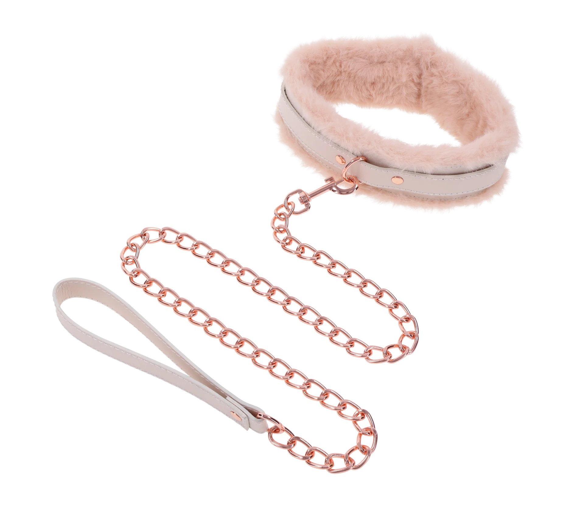 peaches ‘n creame fur collar and leash pink 