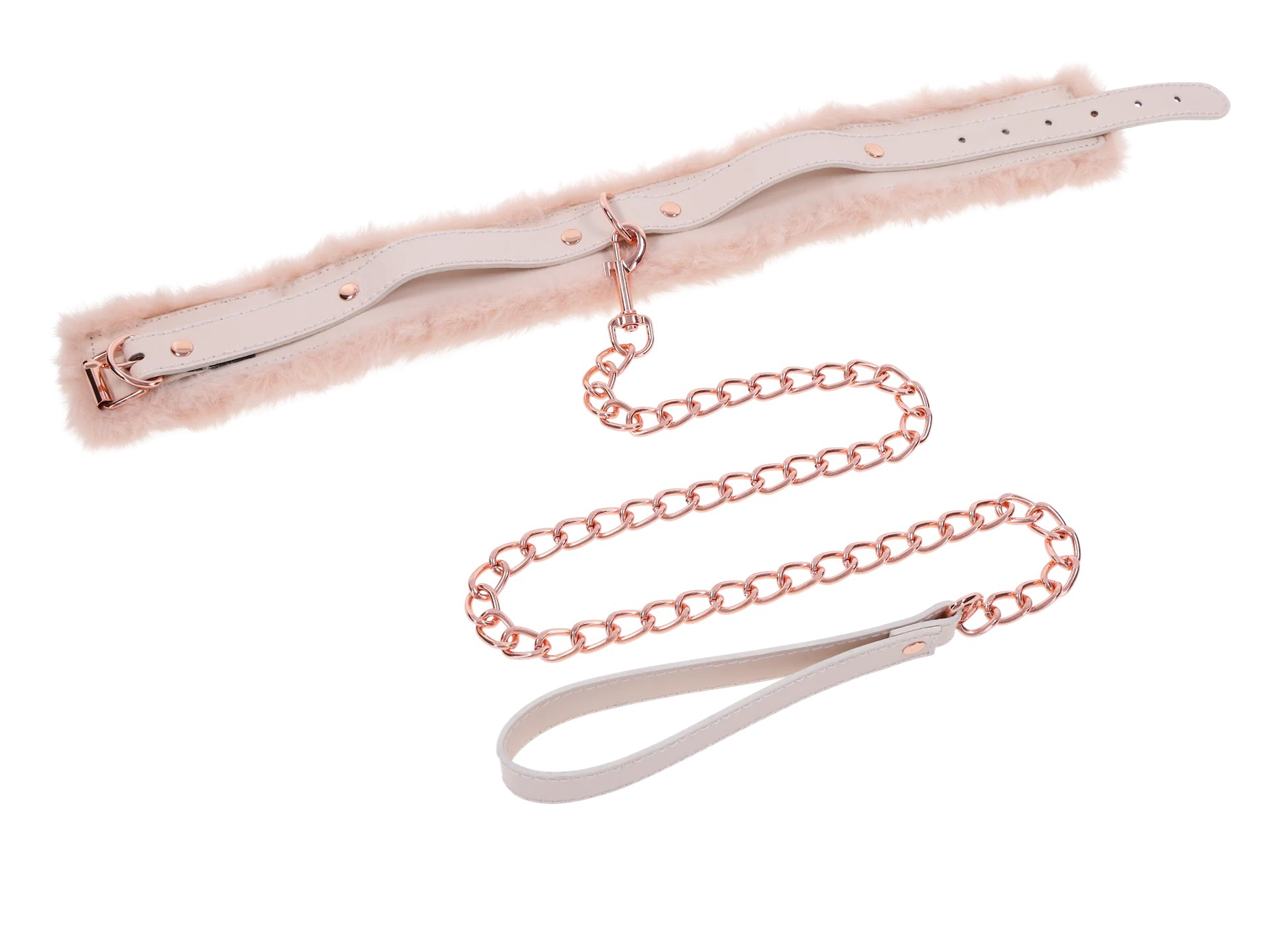 peaches ‘n creame fur collar and leash pink 