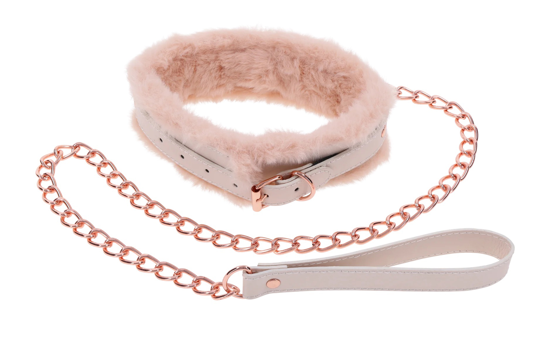 peaches ‘n creame fur collar and leash pink 