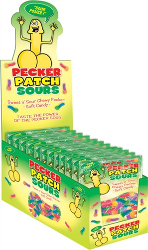 pecker patch sour gummies  piece display 
