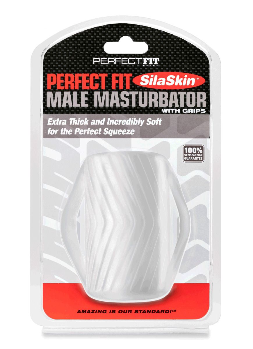 perfect fit male masturbator with grips clear 
