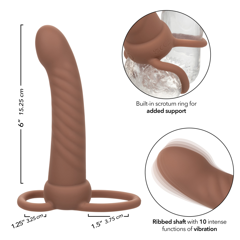 performance maxx rechargeable ribbed dual  penetrator brown 