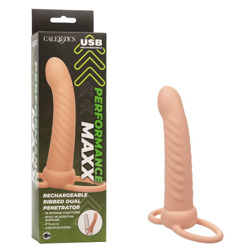 performance maxx rechargeable ribbed dual penetrator ivory 