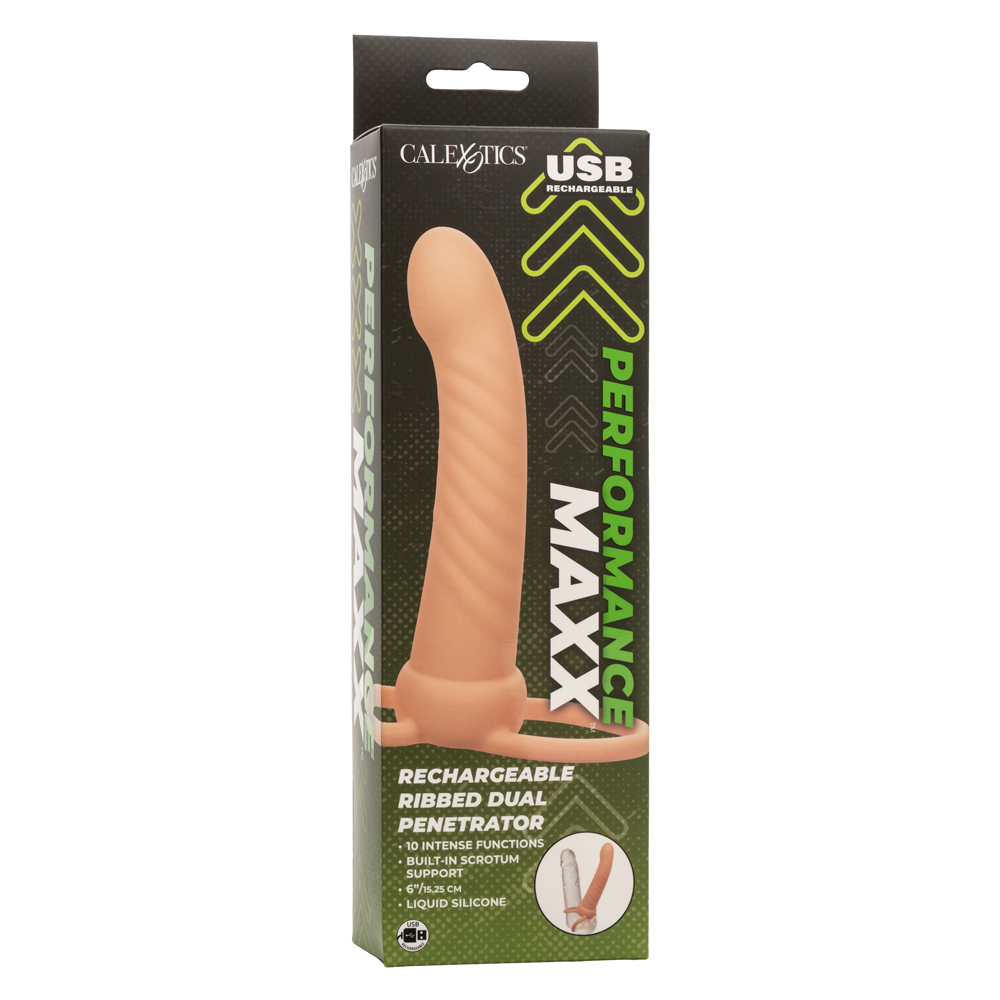 performance maxx rechargeable ribbed dual penetrator ivory 