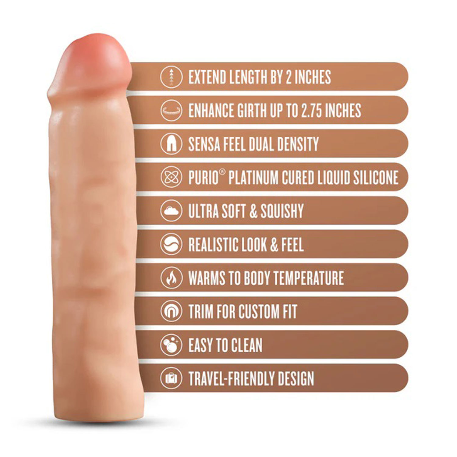 performance plus  inch silicone penis xtender beige 