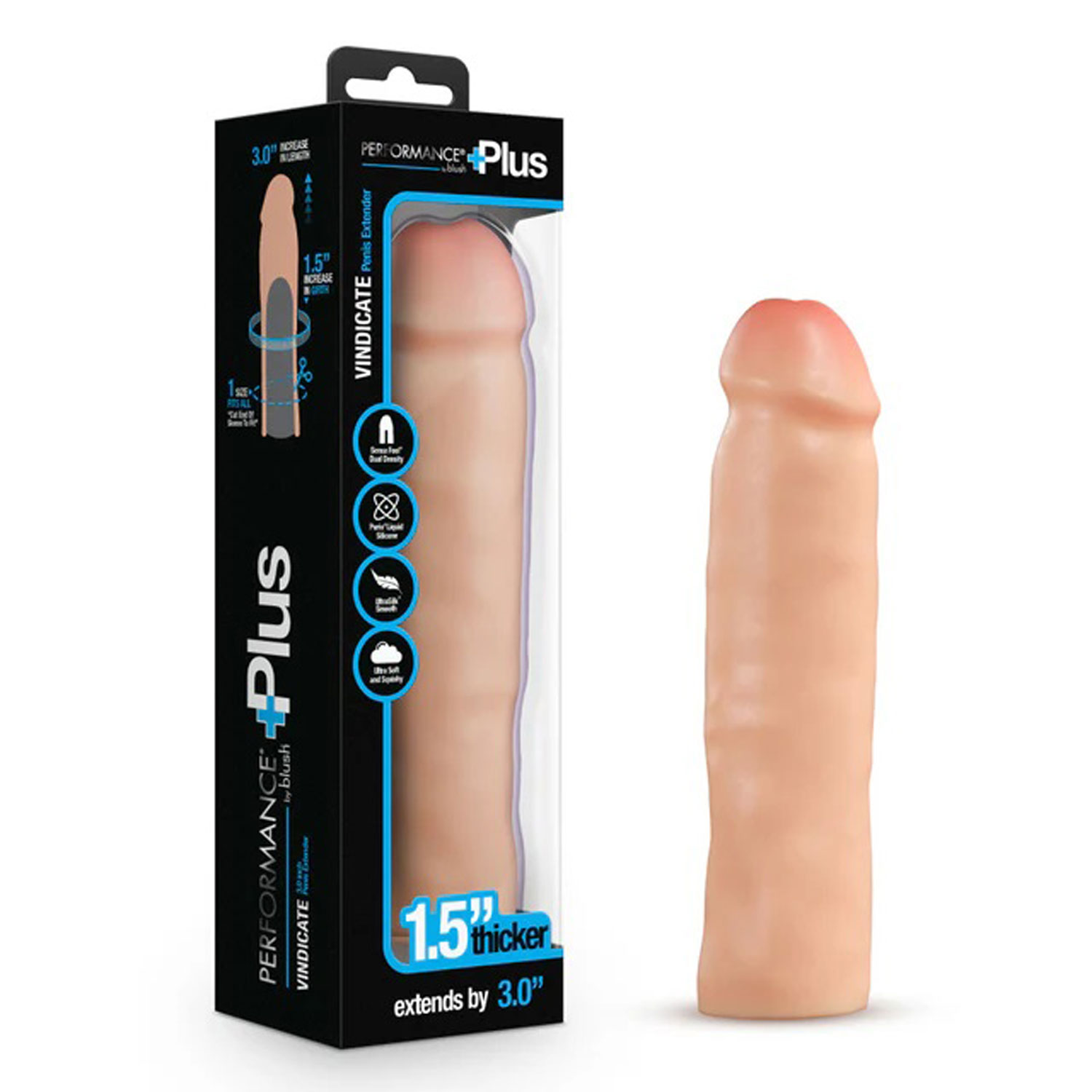 performance plus  inch silicone penis xtender beige 