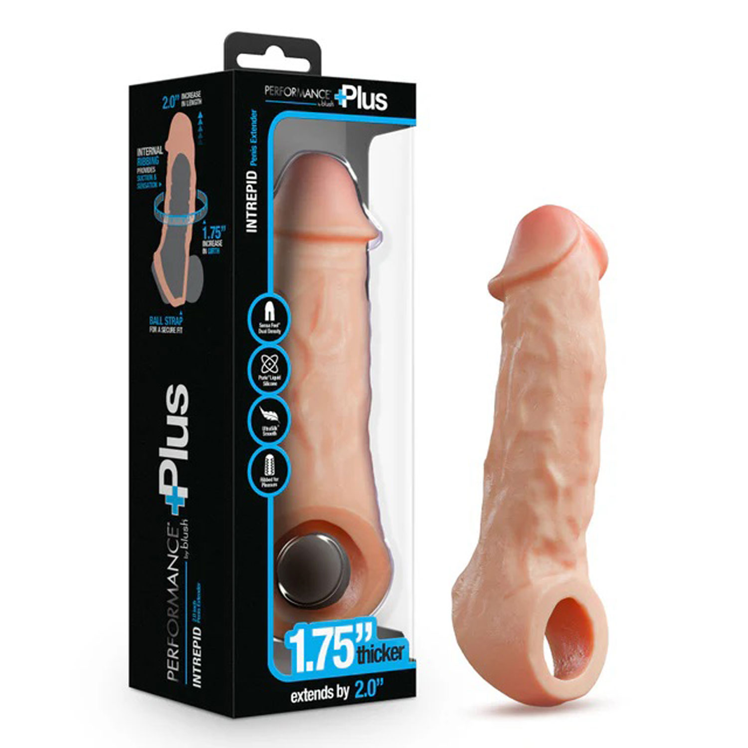 performance plus intrepid  inch silicone penis xtender beige 