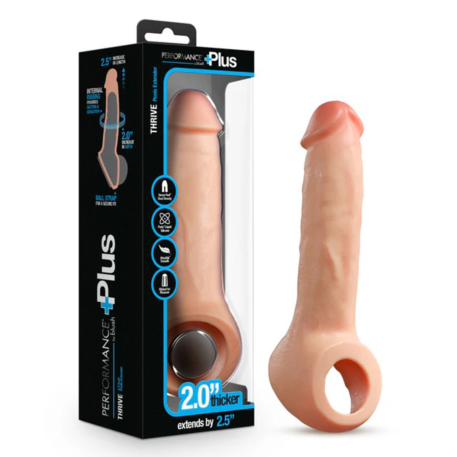 performance plus thrive  inch silicone penis xtender beige 