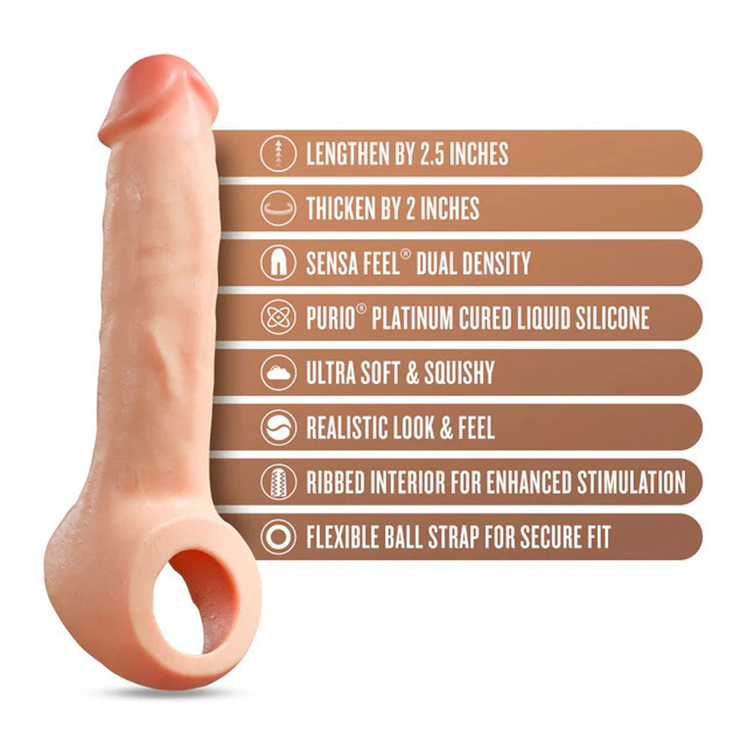 performance plus thrive  inch silicone penis xtender beige 