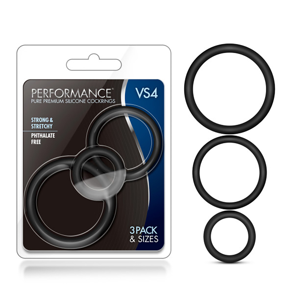 performance vs pure premium silicone cockring set black 