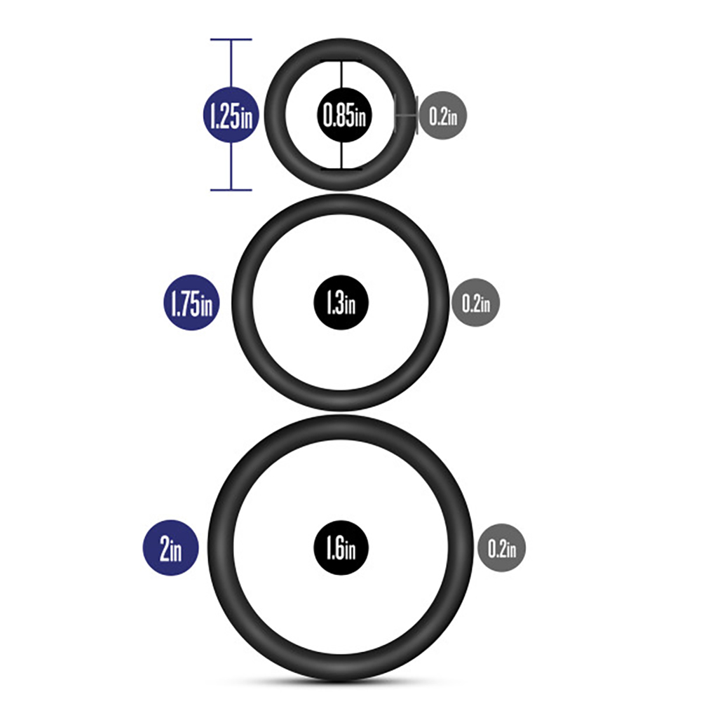 performance vs pure premium silicone cockring set black 