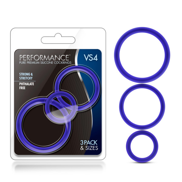 performance vs pure premium silicone cockring set indigo 