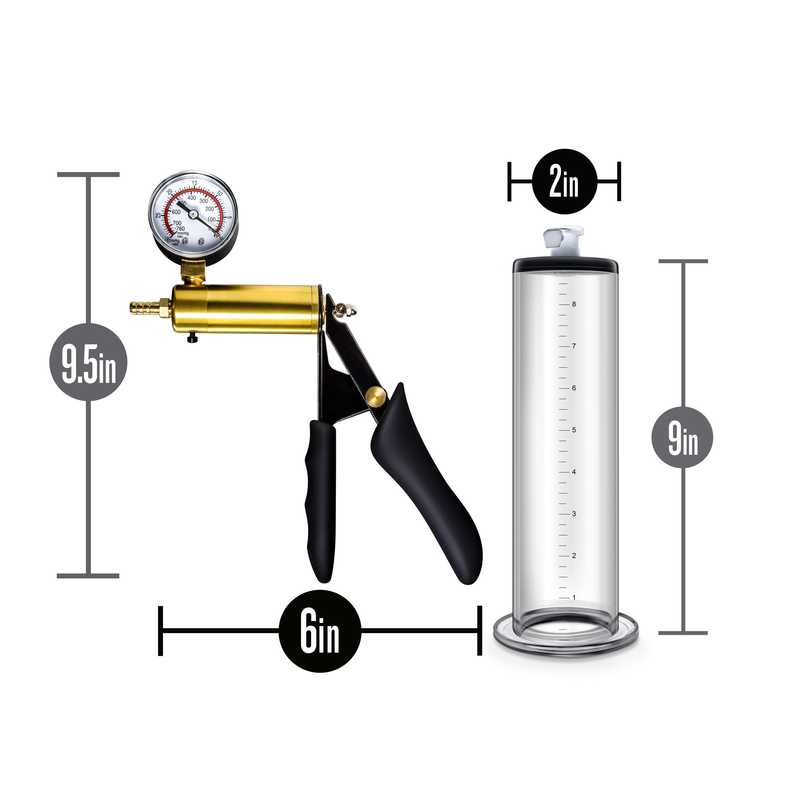 performance vx vacuum penis pump with brass  pistol  pressure gauge clear 