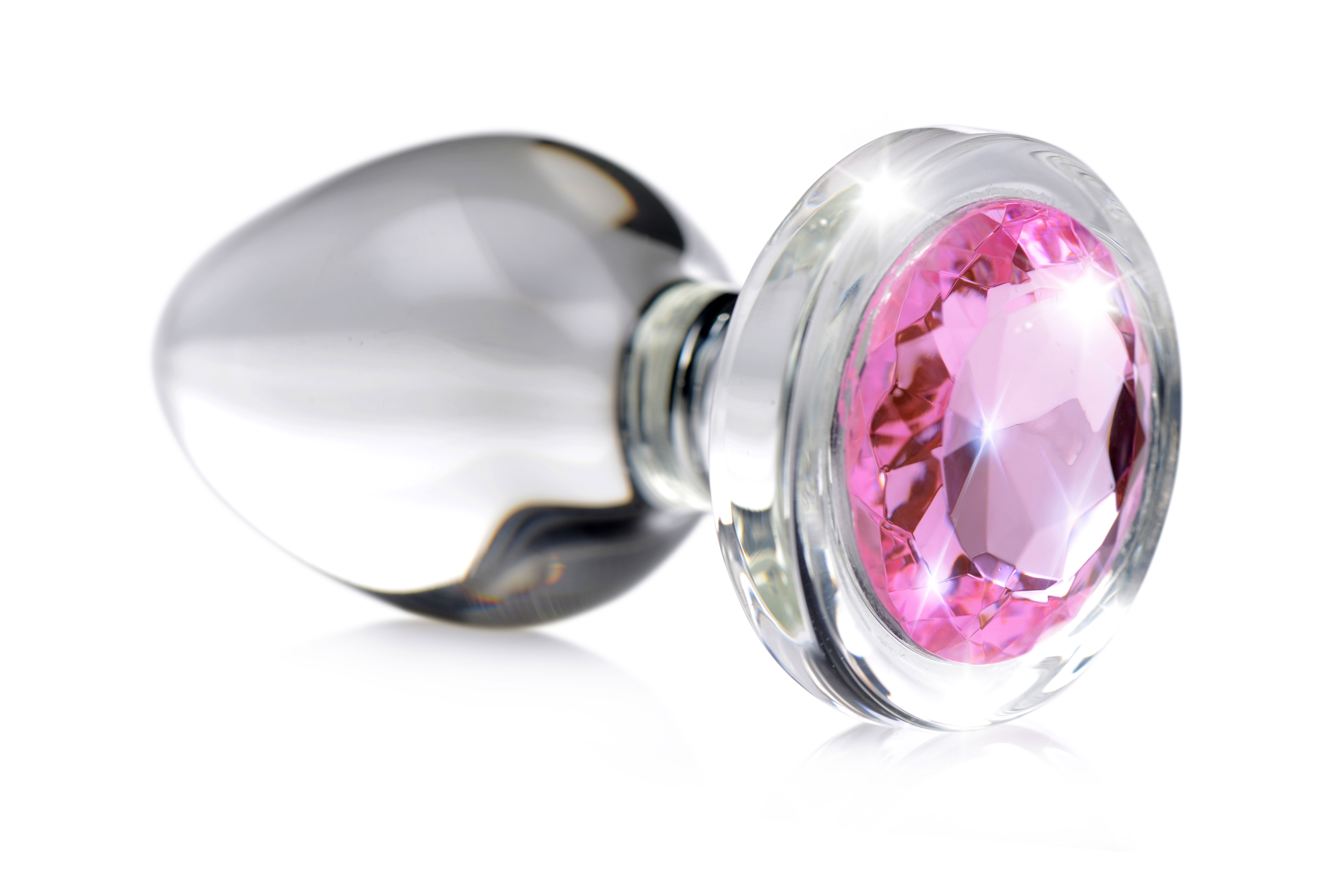 pink gem glass anal plug medium 