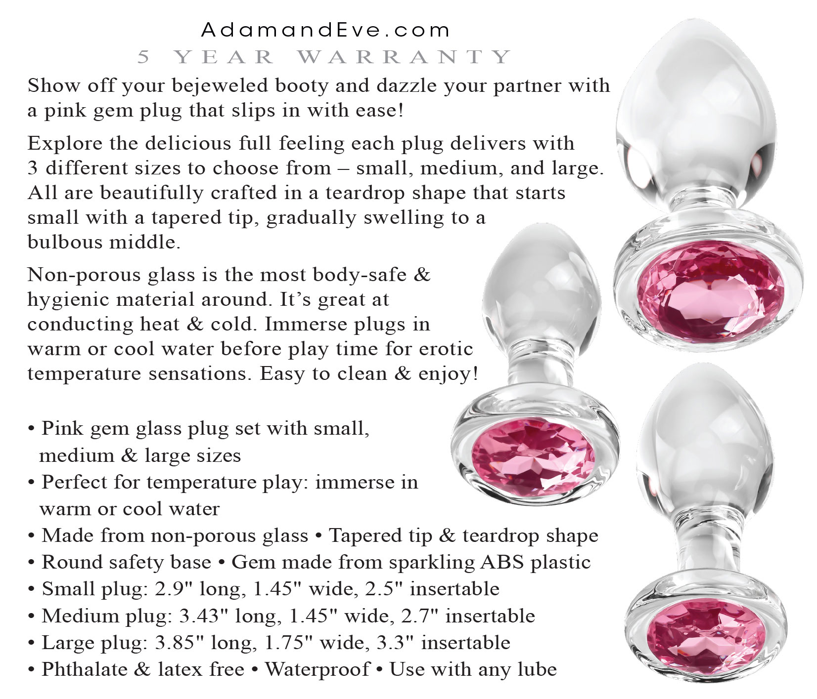 pink gem glass plug set pink 