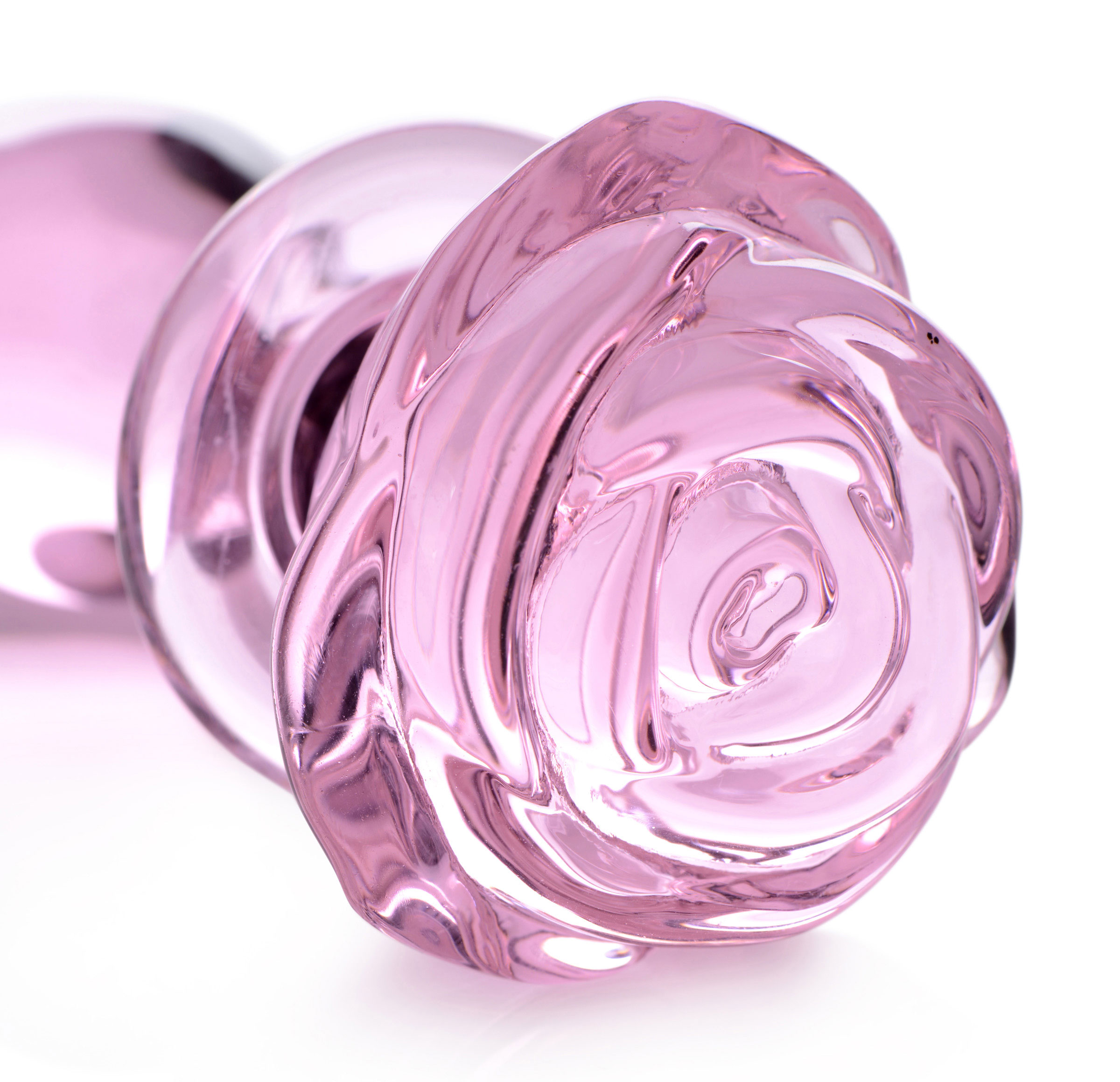 pink rose glass anal plug medium 