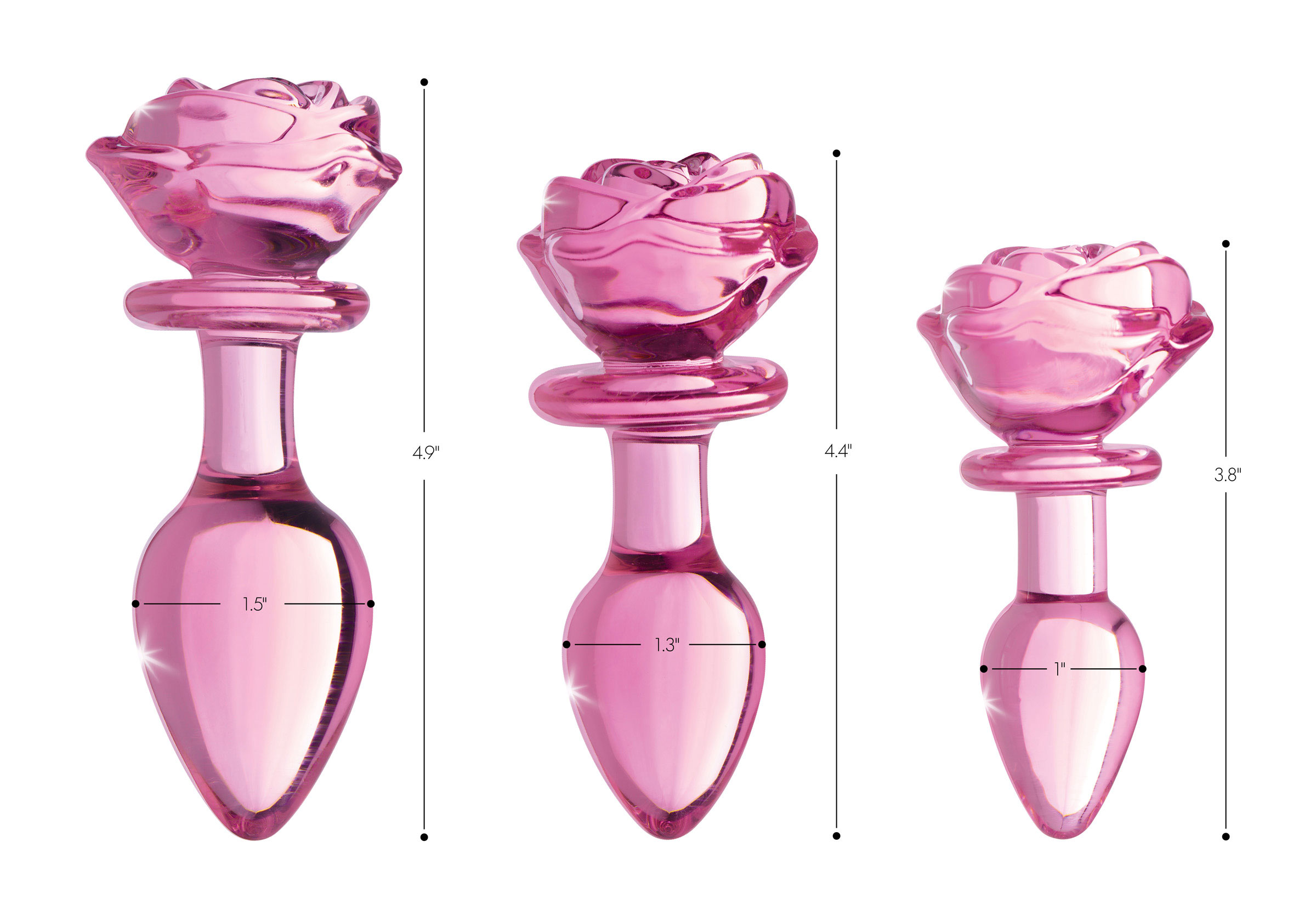 pink rose glass anal plug medium 