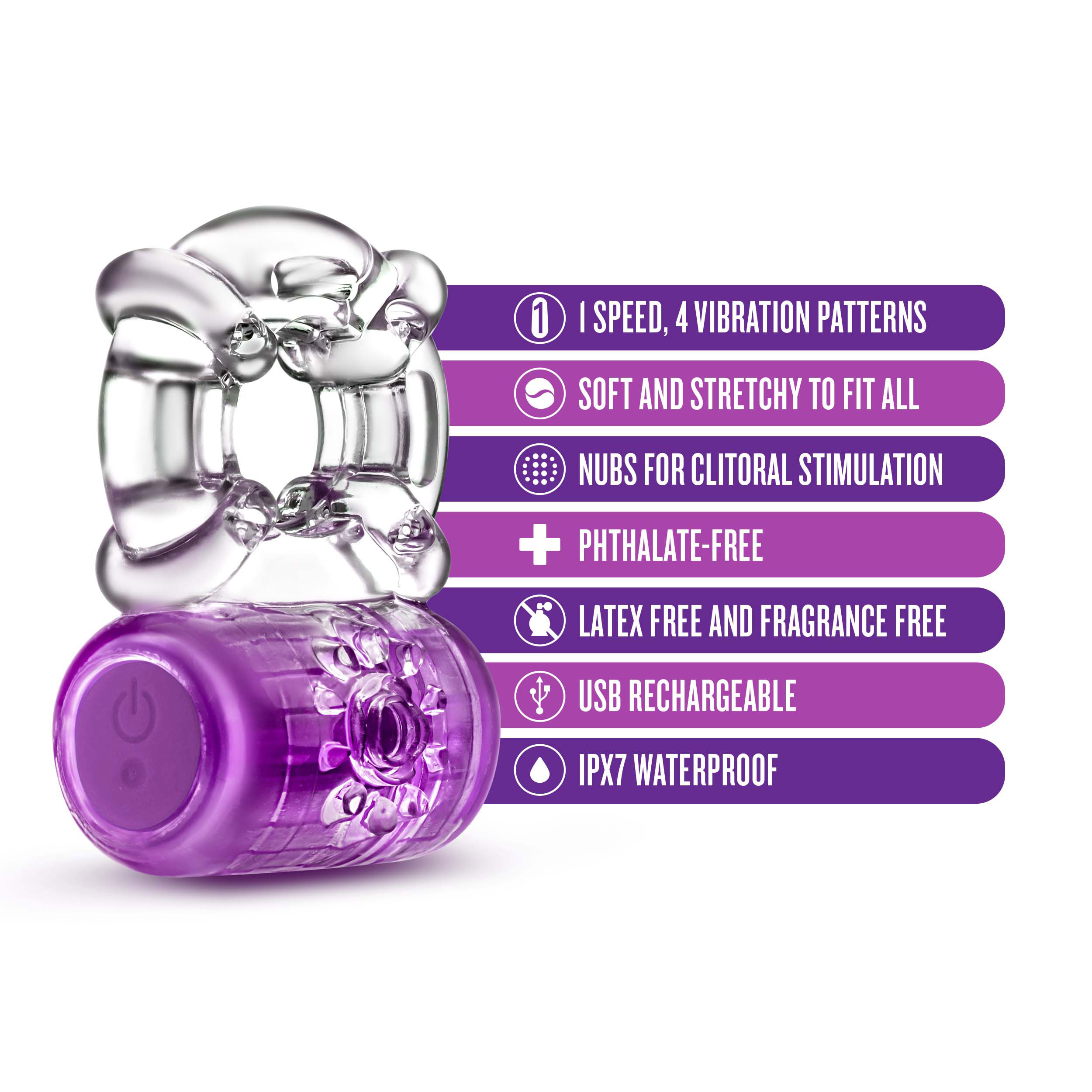 play with me pleaser rechargeable c ring  purple 