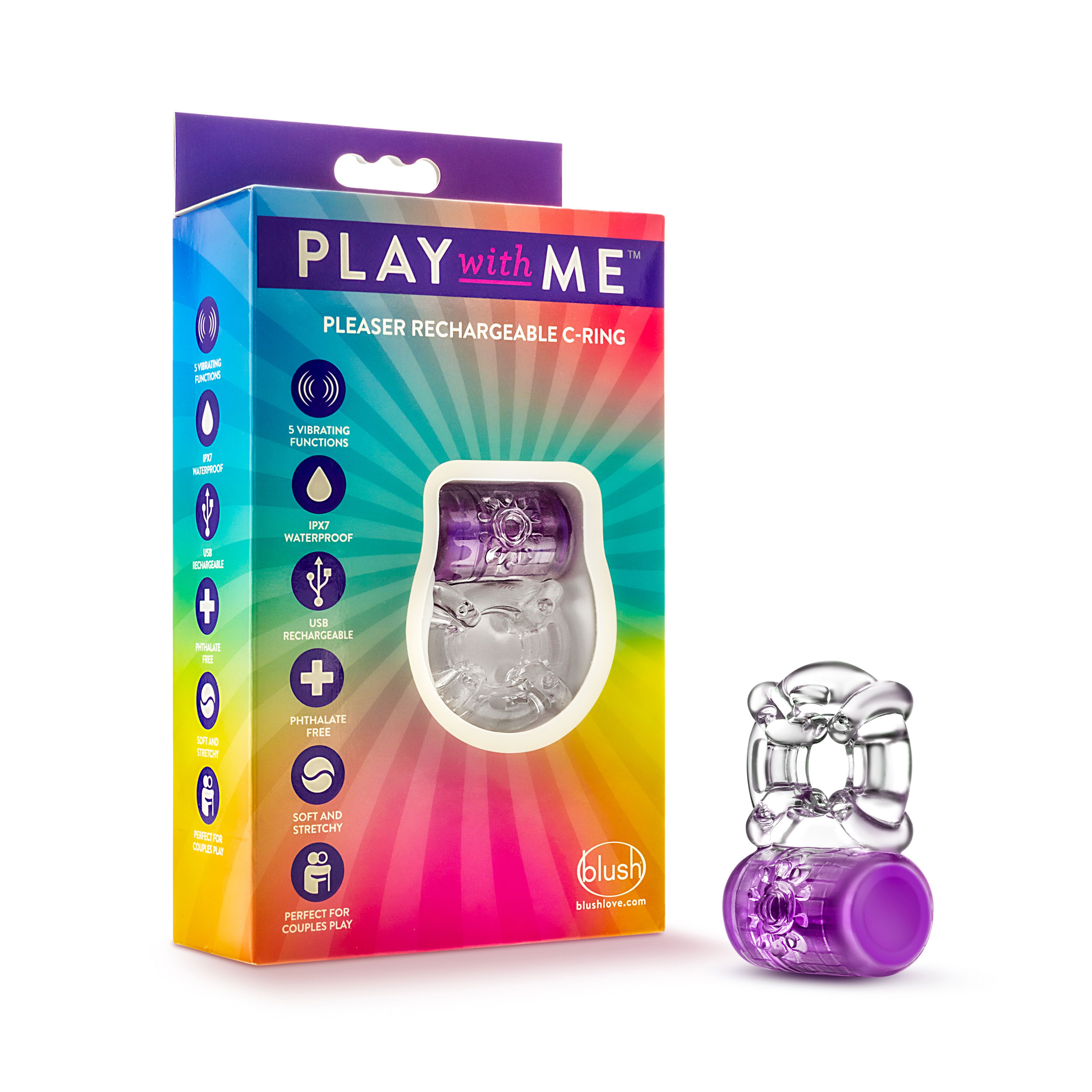 play with me pleaser rechargeable c ring  purple 