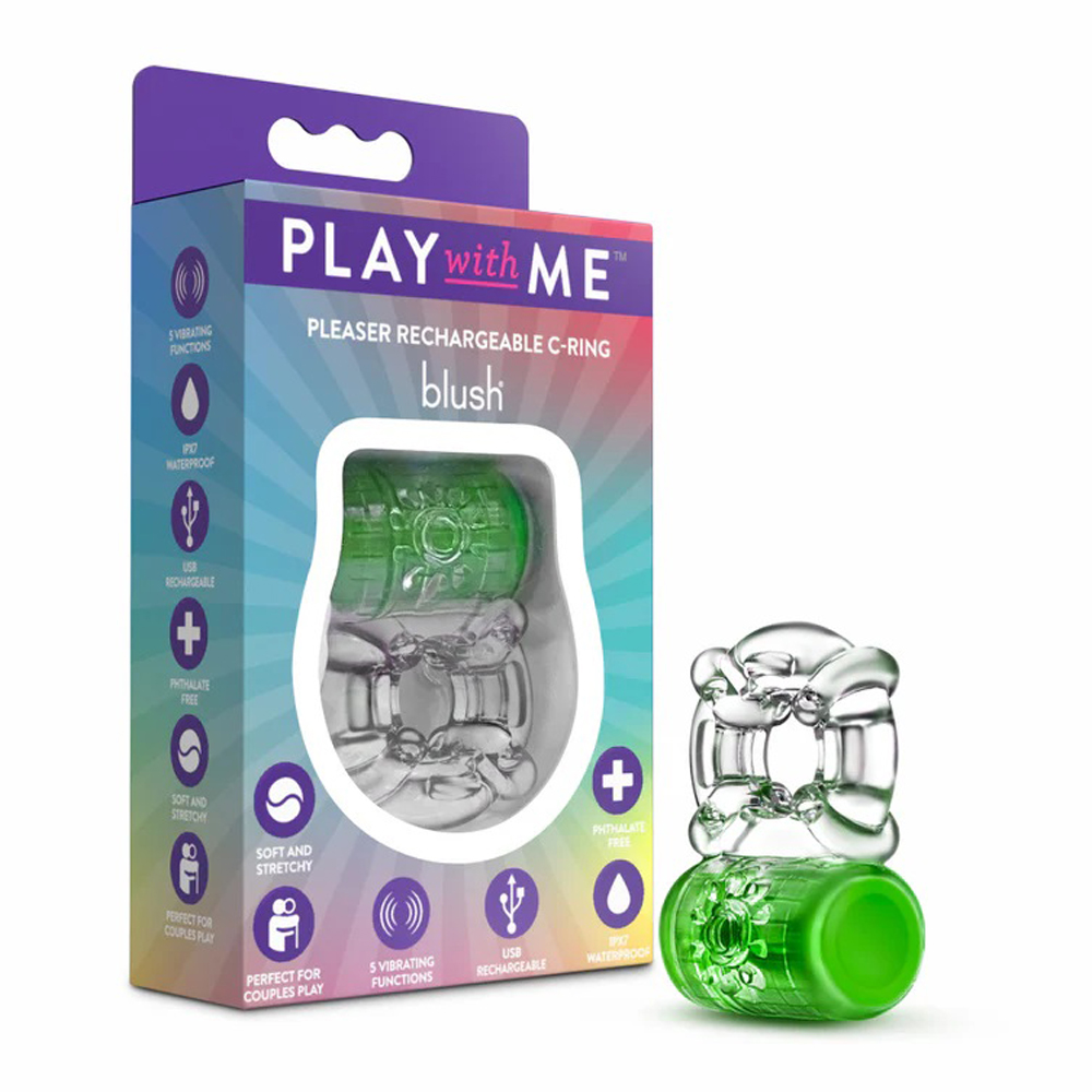 play with me pleaser rechargeable c ring neon green 