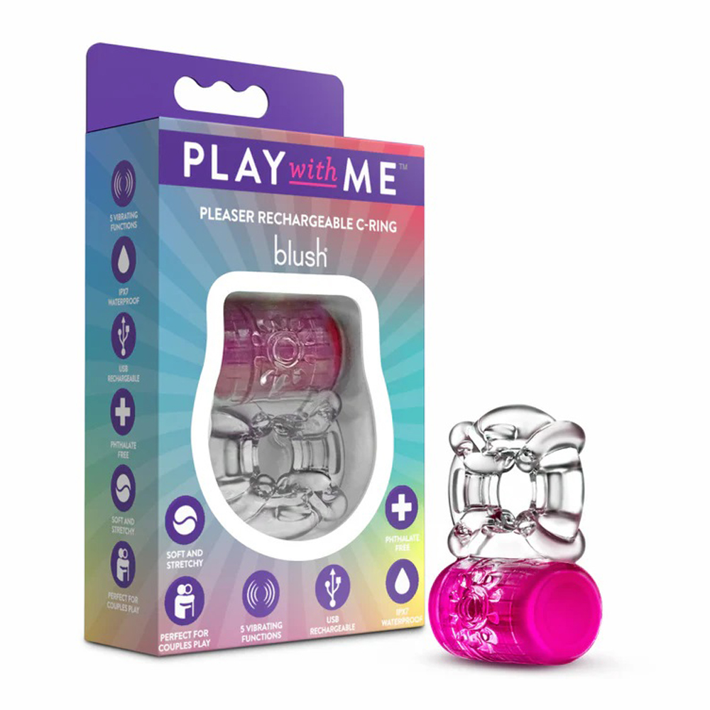 play with me pleaser rechargeable c ring pink 