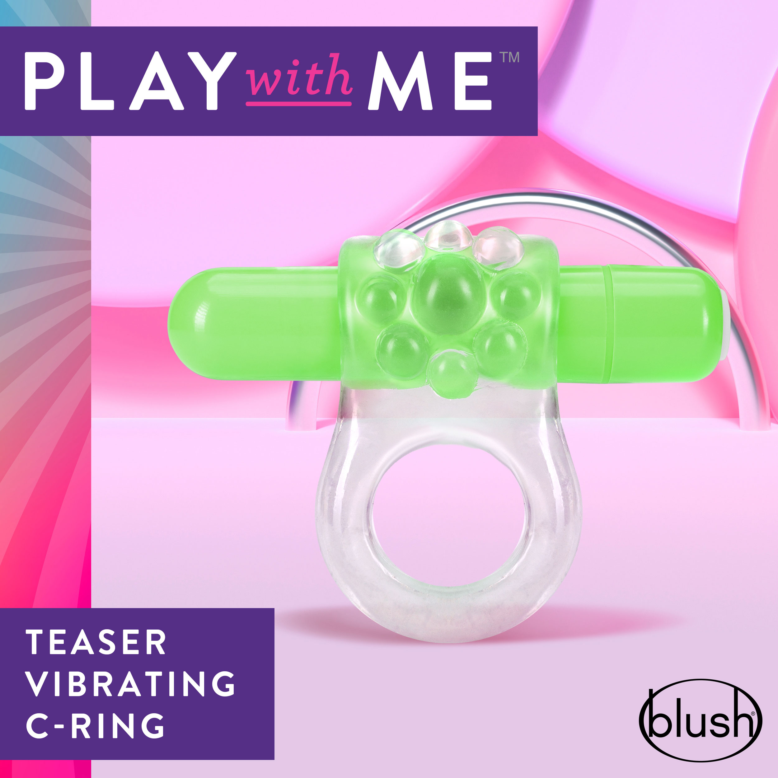 play with me – teaser vibrating c ring – green 