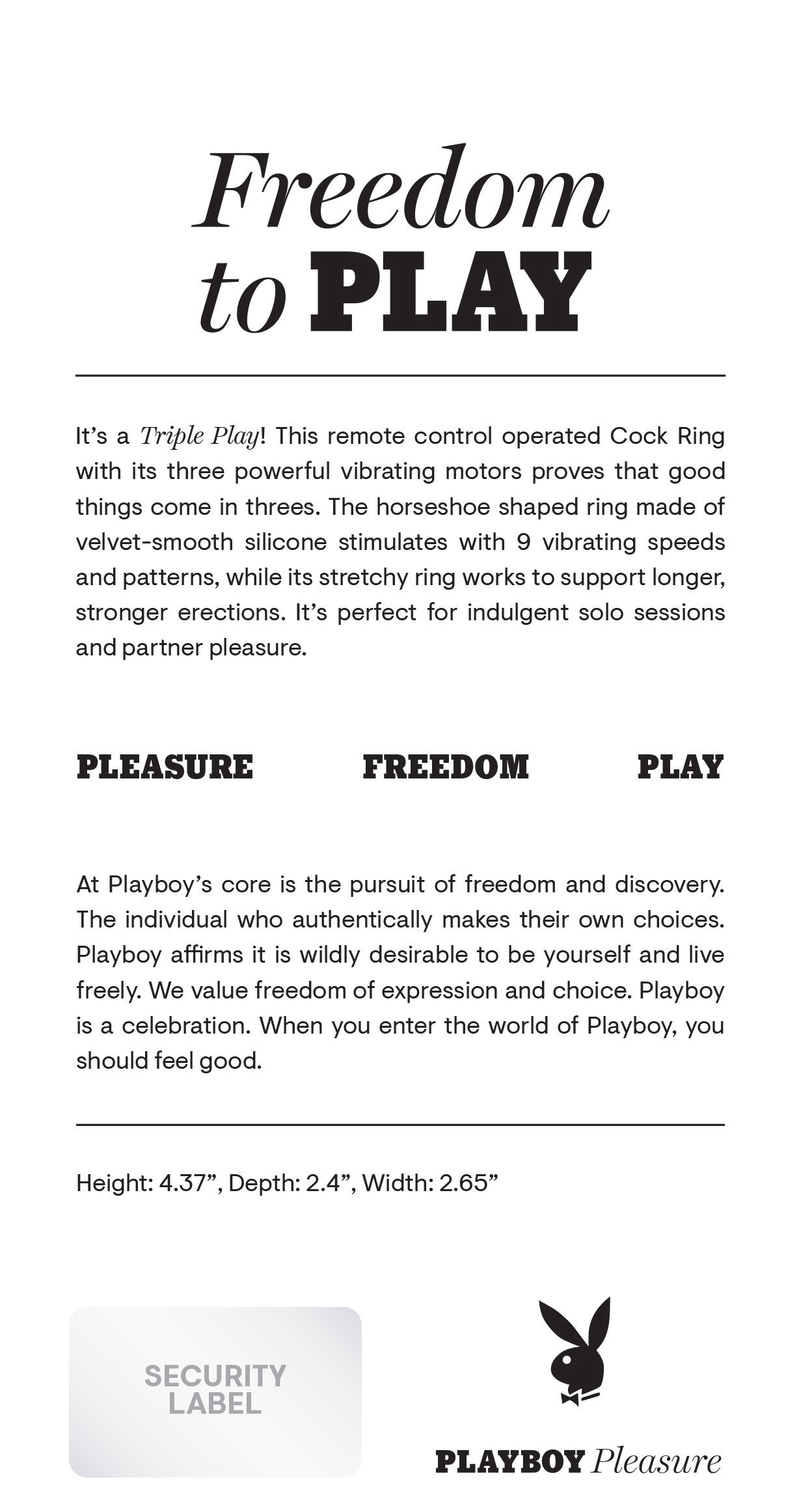 playboy pleasure triple play cock ring black 